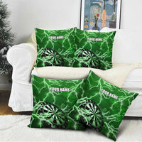 Personalized Darts Lightning Green Storm Pillow Cover with Electric Energy Pattern and Dartboard Graphics - Wonder Print Shop