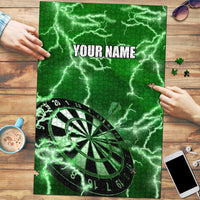 Personalized Darts Lightning Green Storm Puzzle with Electric Energy Pattern and Dartboard Graphics - Wonder Print Shop
