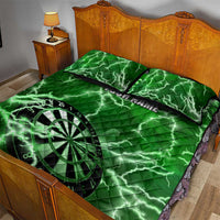 Personalized Darts Lightning Green Storm Quilt Bed Set with Electric Energy Pattern and Dartboard Graphics - Wonder Print Shop