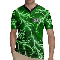 Personalized Darts Lightning Green Storm Rugby Jersey with Electric Energy Pattern and Dartboard Graphics - Wonder Print Shop