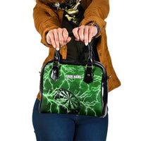 Personalized Darts Lightning Green Storm Shoulder Handbag with Electric Energy Pattern and Dartboard Graphics - Wonder Print Shop