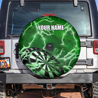 Personalized Darts Lightning Green Storm Spare Tire Cover with Electric Energy Pattern and Dartboard Graphics - Wonder Print Shop
