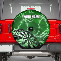 Personalized Darts Lightning Green Storm Spare Tire Cover with Electric Energy Pattern and Dartboard Graphics - Wonder Print Shop