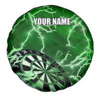 Personalized Darts Lightning Green Storm Spare Tire Cover with Electric Energy Pattern and Dartboard Graphics - Wonder Print Shop