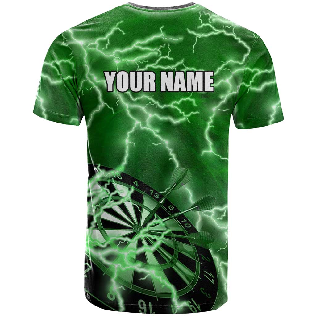 Personalized Darts Lightning Green Storm T Shirt with Electric Energy Pattern and Dartboard Graphics - Wonder Print Shop