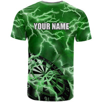 Personalized Darts Lightning Green Storm T Shirt with Electric Energy Pattern and Dartboard Graphics - Wonder Print Shop