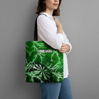 Personalized Darts Lightning Green Storm Tote Bag with Electric Energy Pattern and Dartboard Graphics - Wonder Print Shop