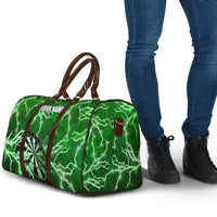 Personalized Darts Lightning Green Storm Travel Bag with Electric Energy Pattern and Dartboard Graphics - Wonder Print Shop
