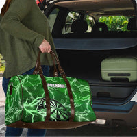 Personalized Darts Lightning Green Storm Travel Bag with Electric Energy Pattern and Dartboard Graphics - Wonder Print Shop