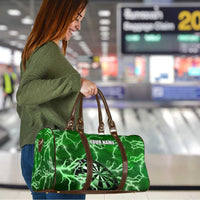 Personalized Darts Lightning Green Storm Travel Bag with Electric Energy Pattern and Dartboard Graphics - Wonder Print Shop
