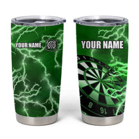 Personalized Darts Lightning Green Storm Tumbler Cup with Electric Energy Pattern and Dartboard Graphics - Wonder Print Shop