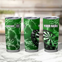 Personalized Darts Lightning Green Storm Tumbler Cup with Electric Energy Pattern and Dartboard Graphics - Wonder Print Shop