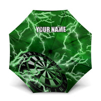 Personalized Darts Lightning Green Storm Umbrella with Electric Energy Pattern and Dartboard Graphics - Wonder Print Shop