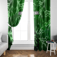 Personalized Darts Lightning Green Storm Window Curtain with Electric Energy Pattern and Dartboard Graphics - Wonder Print Shop