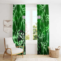 Personalized Darts Lightning Green Storm Window Curtain with Electric Energy Pattern and Dartboard Graphics - Wonder Print Shop