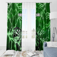 Personalized Darts Lightning Green Storm Window Curtain with Electric Energy Pattern and Dartboard Graphics - Wonder Print Shop