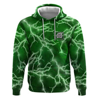 Personalized Darts Lightning Green Storm Zip Hoodie with Electric Energy Pattern and Dartboard Graphics - Wonder Print Shop