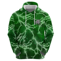 Personalized Darts Lightning Green Storm Zip Hoodie with Electric Energy Pattern and Dartboard Graphics - Wonder Print Shop