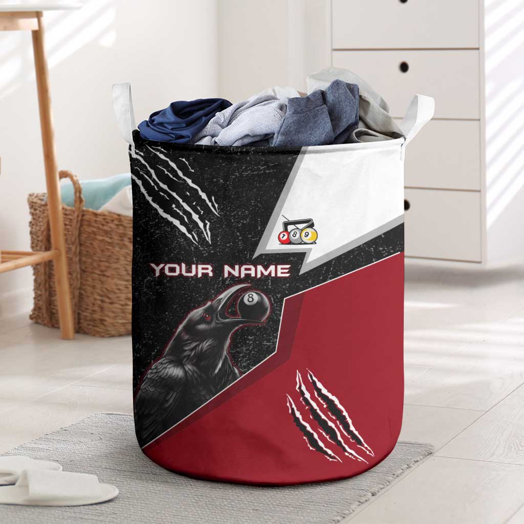 Personalized Raven Billiards Laundry Basket with Dark Cemetery Scene and Red Eye Crow Artwork - Wonder Print Shop