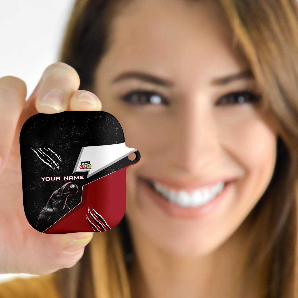 Personalized Raven Billiards AirPods Case with Dark Cemetery Scene and Red Eye Crow Artwork - Wonder Print Shop