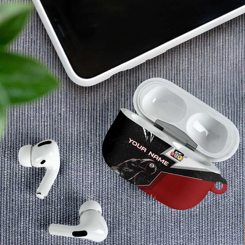 Personalized Raven Billiards AirPods Case with Dark Cemetery Scene and Red Eye Crow Artwork - Wonder Print Shop