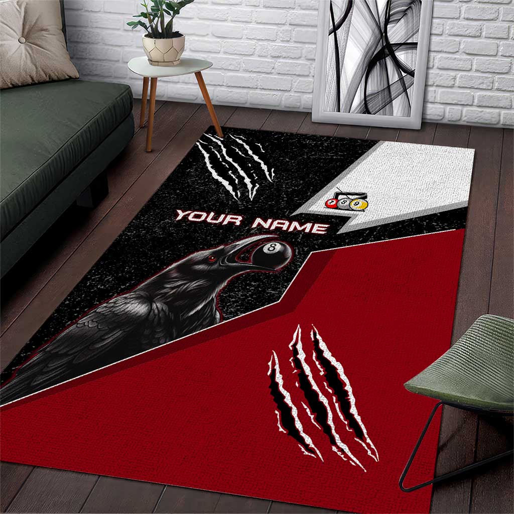 Personalized Raven Billiards Area Rug with Dark Cemetery Scene and Red Eye Crow Artwork - Wonder Print Shop