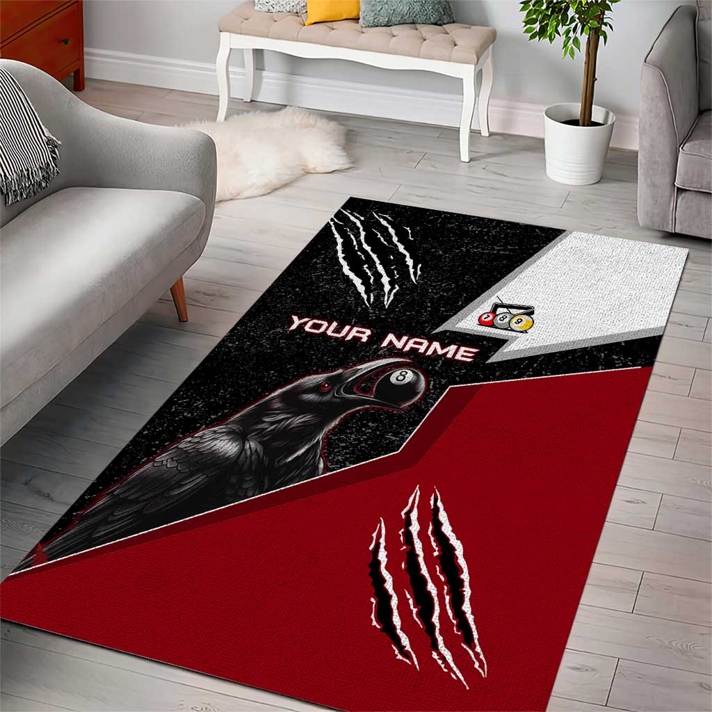 Personalized Raven Billiards Area Rug with Dark Cemetery Scene and Red Eye Crow Artwork - Wonder Print Shop