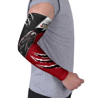 Personalized Raven Billiards Arm Sleeves with Dark Cemetery Scene and Red Eye Crow Artwork - Wonder Print Shop