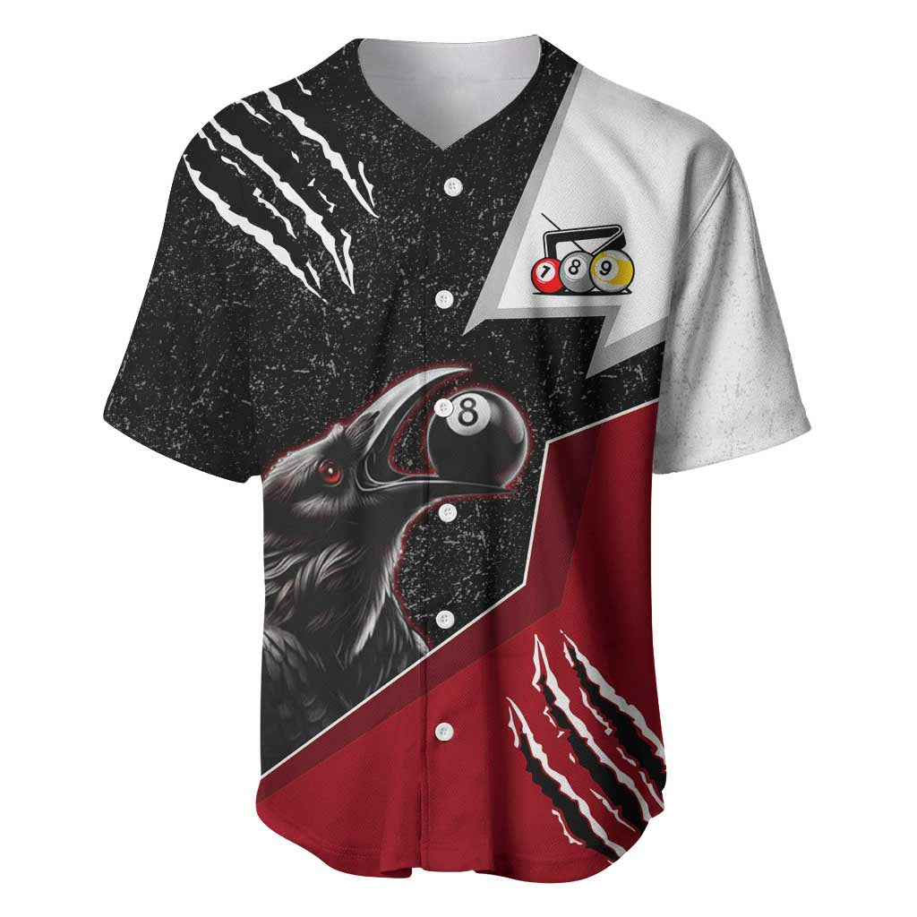 Personalized Raven Billiards Baseball Jersey with Dark Cemetery Scene and Red Eye Crow Artwork - Wonder Print Shop