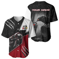 Personalized Raven Billiards Baseball Jersey with Dark Cemetery Scene and Red Eye Crow Artwork - Wonder Print Shop