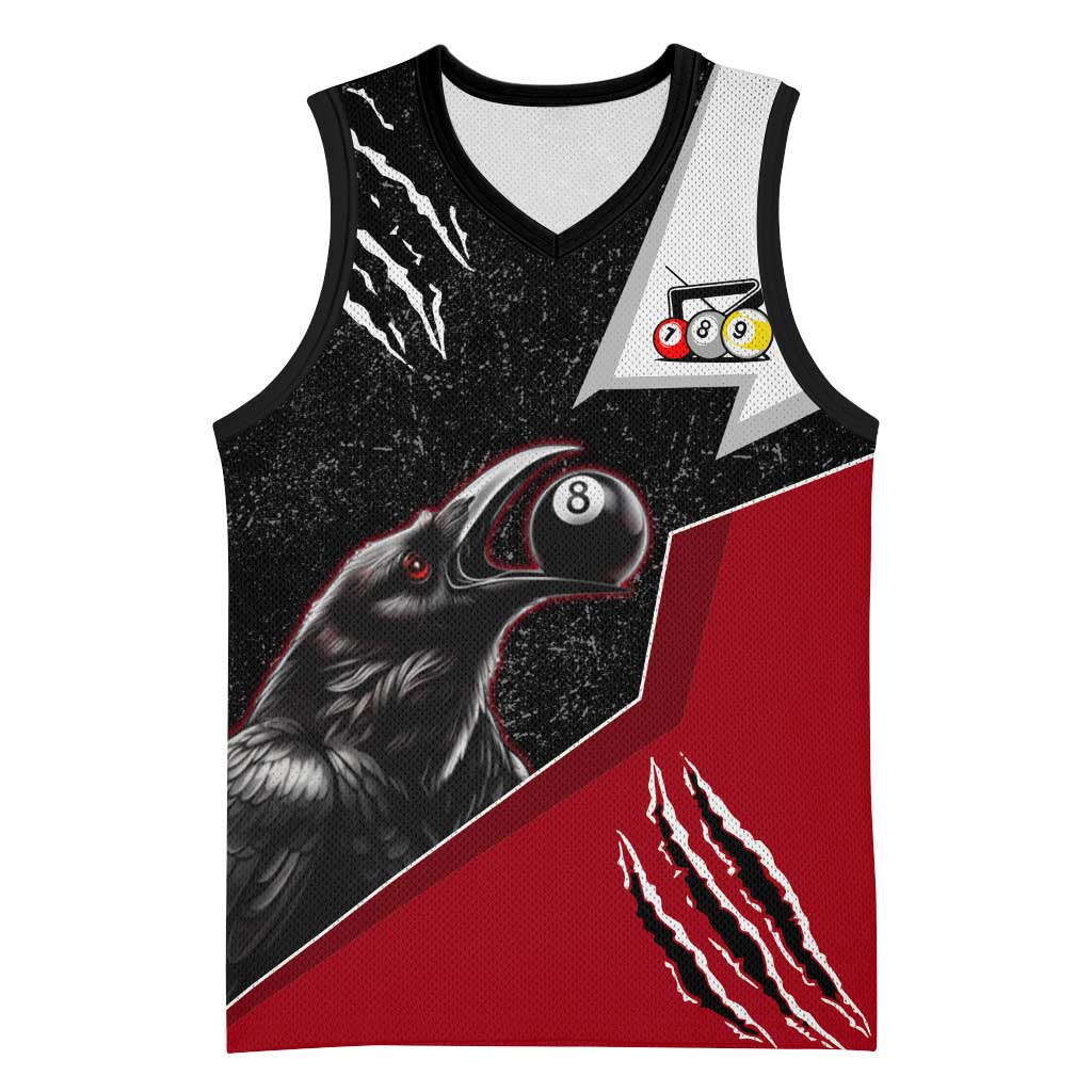 Personalized Raven Billiards Basketball Jersey with Dark Cemetery Scene and Red Eye Crow Artwork - Wonder Print Shop