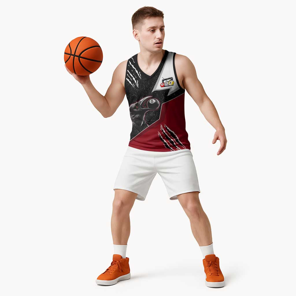 Personalized Raven Billiards Basketball Jersey with Dark Cemetery Scene and Red Eye Crow Artwork - Wonder Print Shop