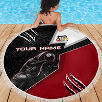 Personalized Raven Billiards Beach Blanket with Dark Cemetery Scene and Red Eye Crow Artwork - Wonder Print Shop