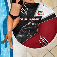 Personalized Raven Billiards Beach Blanket with Dark Cemetery Scene and Red Eye Crow Artwork - Wonder Print Shop