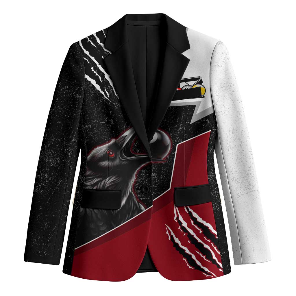 Personalized Raven Billiards Blazer with Dark Cemetery Scene and Red Eye Crow Artwork - Wonder Print Shop