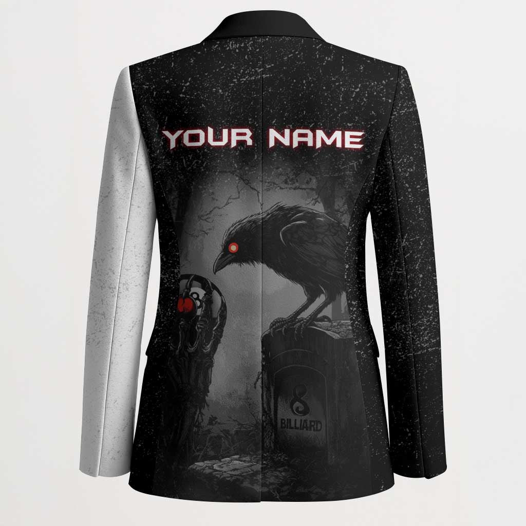 Personalized Raven Billiards Blazer with Dark Cemetery Scene and Red Eye Crow Artwork - Wonder Print Shop