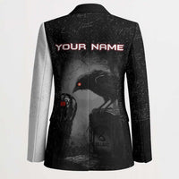 Personalized Raven Billiards Blazer with Dark Cemetery Scene and Red Eye Crow Artwork - Wonder Print Shop