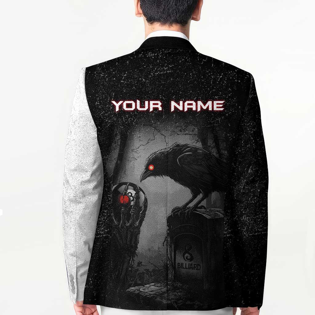 Personalized Raven Billiards Blazer with Dark Cemetery Scene and Red Eye Crow Artwork - Wonder Print Shop