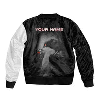 Personalized Raven Billiards Bomber Jacket with Dark Cemetery Scene and Red Eye Crow Artwork - Wonder Print Shop
