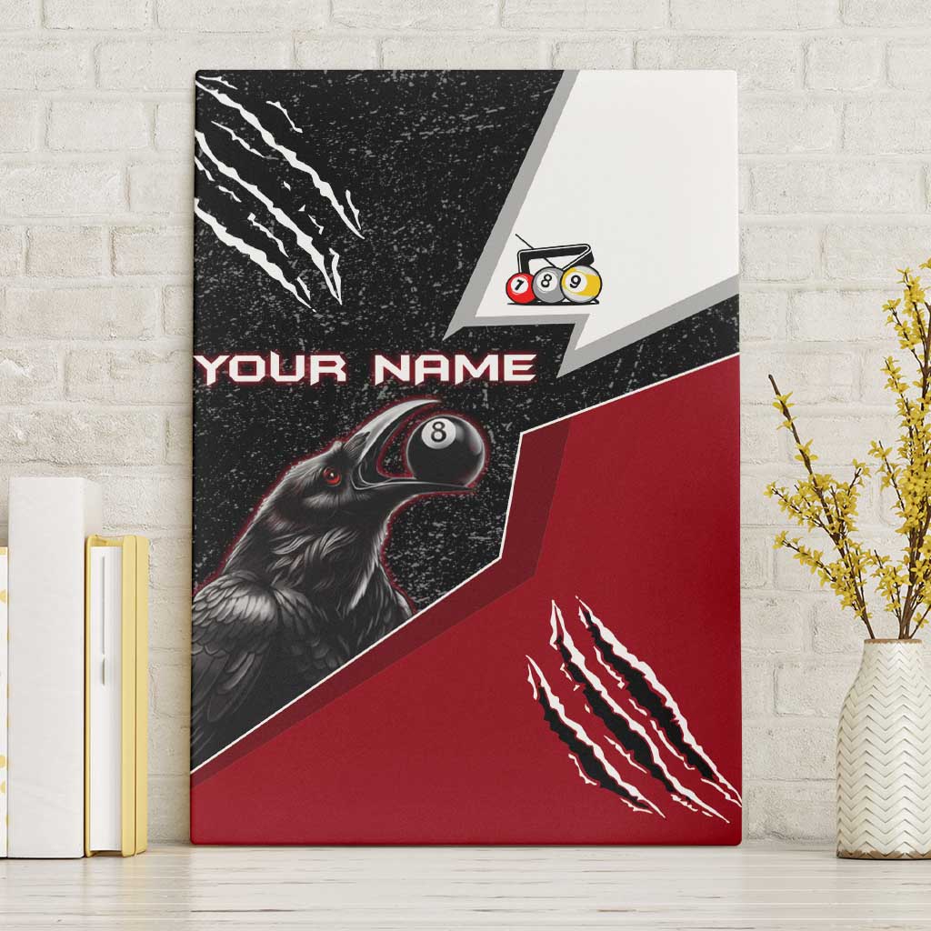 Personalized Raven Billiards Canvas Wall Art with Dark Cemetery Scene and Red Eye Crow Artwork - Wonder Print Shop