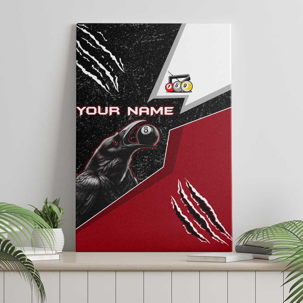 Personalized Raven Billiards Canvas Wall Art with Dark Cemetery Scene and Red Eye Crow Artwork - Wonder Print Shop