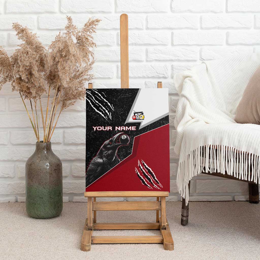 Personalized Raven Billiards Canvas Wall Art with Dark Cemetery Scene and Red Eye Crow Artwork - Wonder Print Shop