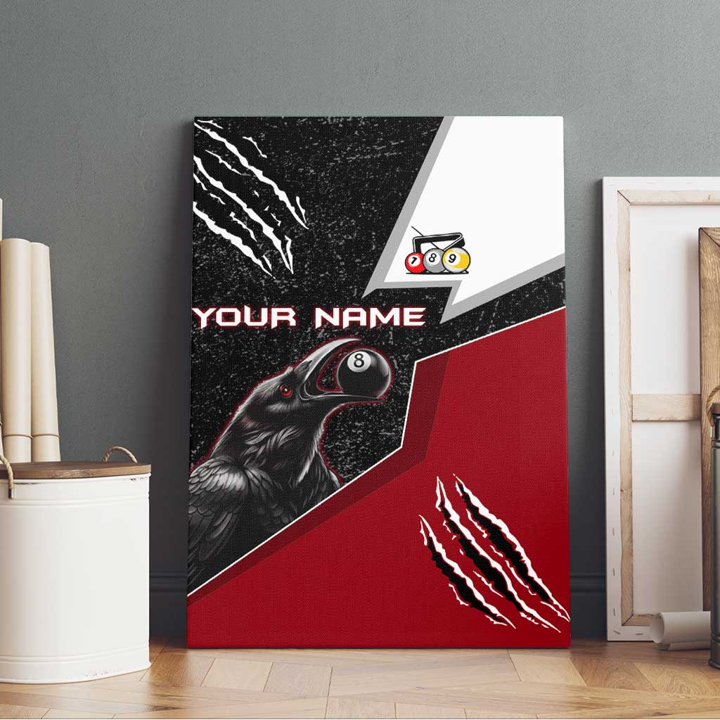 Personalized Raven Billiards Canvas Wall Art with Dark Cemetery Scene and Red Eye Crow Artwork - Wonder Print Shop