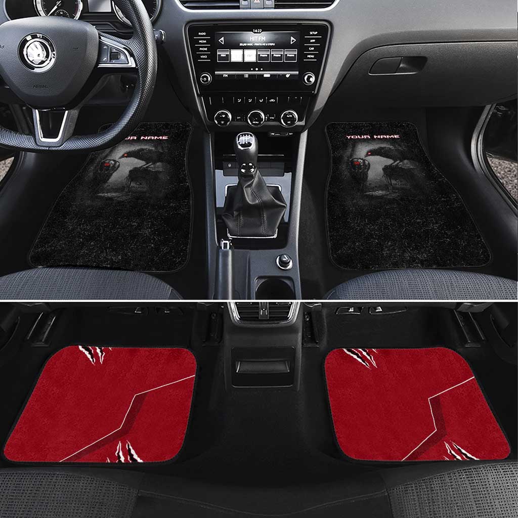 Personalized Raven Billiards Car Mats with Dark Cemetery Scene and Red Eye Crow Artwork - Wonder Print Shop