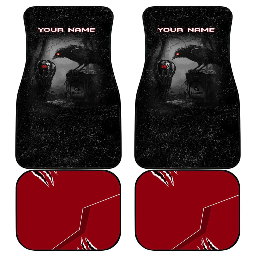 Personalized Raven Billiards Car Mats with Dark Cemetery Scene and Red Eye Crow Artwork - Wonder Print Shop