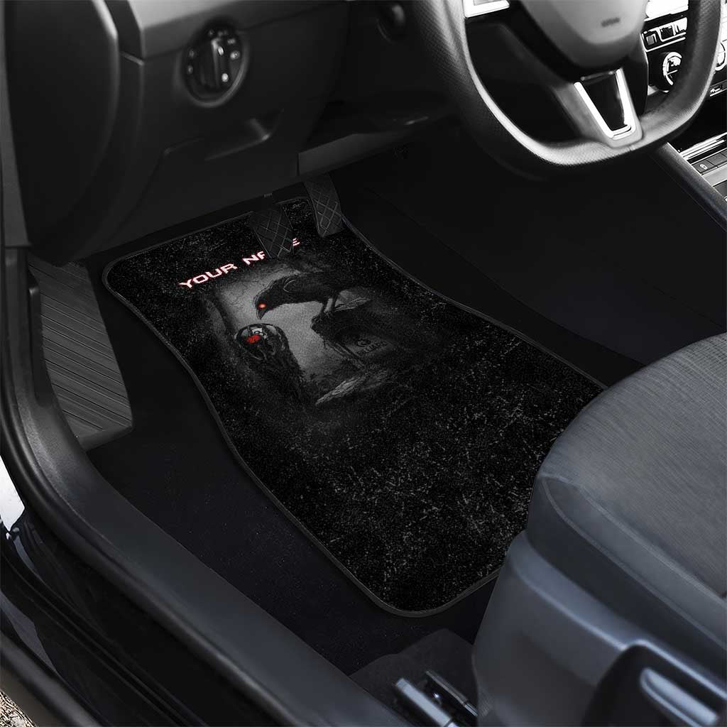 Personalized Raven Billiards Car Mats with Dark Cemetery Scene and Red Eye Crow Artwork - Wonder Print Shop