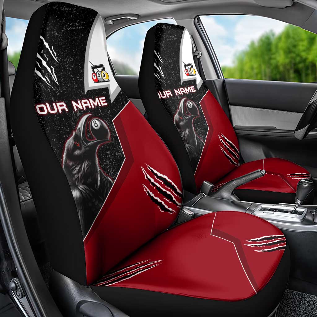 Personalized Raven Billiards Car Seat Cover with Dark Cemetery Scene and Red Eye Crow Artwork - Wonder Print Shop