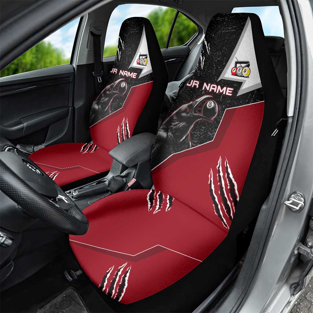 Personalized Raven Billiards Car Seat Cover with Dark Cemetery Scene and Red Eye Crow Artwork - Wonder Print Shop