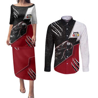 Personalized Raven Billiards Couples Matching Puletasi and Long Sleeve Button Shirt with Dark Cemetery Scene and Red Eye Crow Artwork - Wonder Print Shop