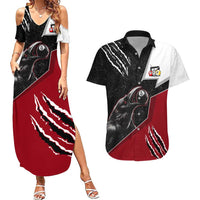 Personalized Raven Billiards Couples Matching Summer Maxi Dress and Hawaiian Shirt with Dark Cemetery Scene and Red Eye Crow Artwork - Wonder Print Shop